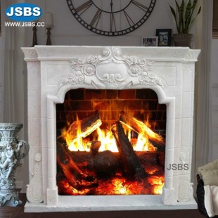 White Marble French Fireplace, JS-FP247
