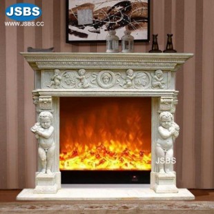 Children Statuary Marble Fireplace, JS-FP264