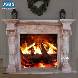 Custom Pink Marble Fireplace, JS-FP345
