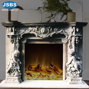 Engraving Cherub Fireplace Mantel, JS-FP200