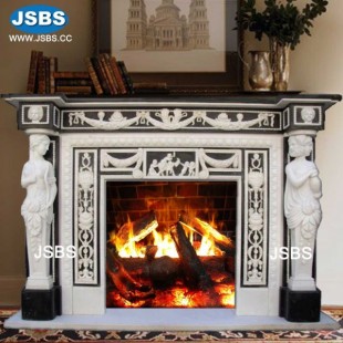 Engraving White Black Fireplace, JS-FP155
