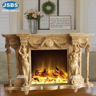 Cream Greek Majesty IV Marble Fireplace , JS-FP269