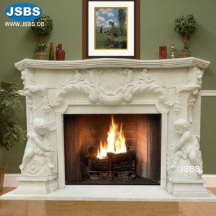 White Cherub Fireplace Surround, White Cherub Fireplace Surround