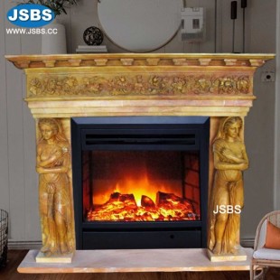 For Sale Yellow Marble Fireplace, JS-FP259