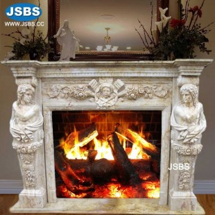 Greek Majesty Marble Fireplace, JS-FP255