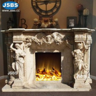 Hot Selling Greek Majesty Marble Fireplace, JS-FP239