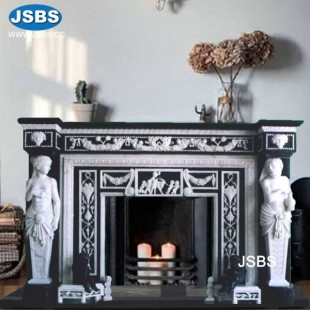 Indoor Black & White Fireplace Mantel, JS-FP086