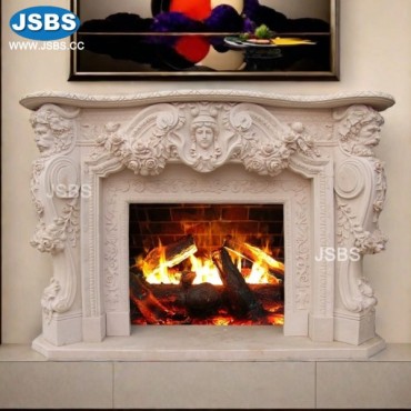 Nice White Marble Fireplace, JS-FP067