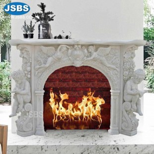 Ornate Cherub Fireplace Mantel, JS-FP079