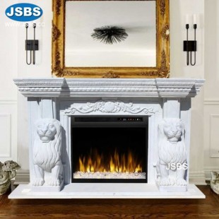 Ornate Lion Fireplace Mantel, JS-FP283