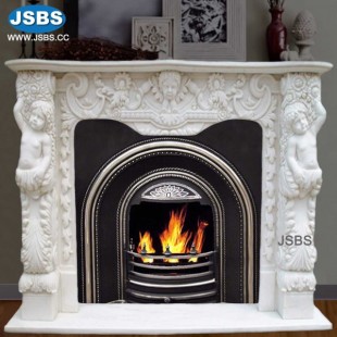 Ornate White Statuary Mantel, JS-FP266