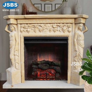 Sculpture Yellow Fireplace Mantel, JS-FP136