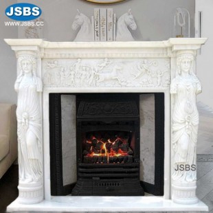 White Marble Fireplace, JS-FP268