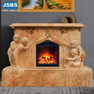 Children Cream Marble Fireplace, JS-FP340