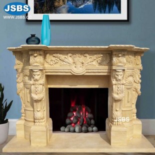 Luxury Cream Marble Fireplace Mantel, JS-FP361