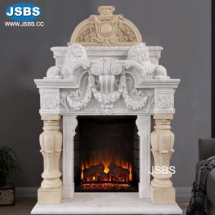 Marble Lion Fireplace , Marble Lion Fireplace 