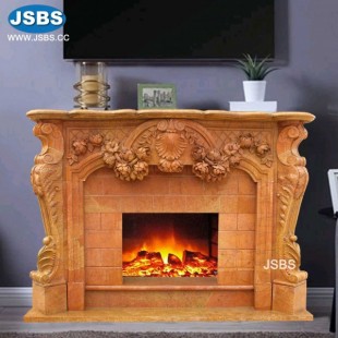 Yellow Marble Fireplace, JS-FP218