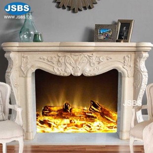 Large Beige Marble Fireplace, JS-FP248