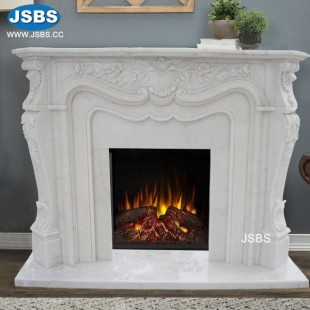 Roman White Marble Fireplace Mantel, JS-FP024