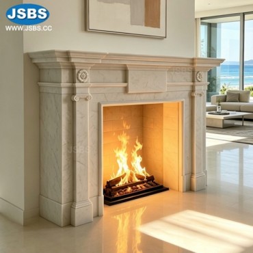 European Style White Marble Fireplace Surround, JS-fp631