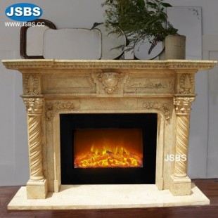 Travertine Column Fireplace, Travertine Column Fireplace