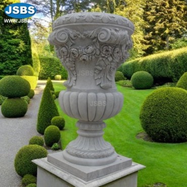 White Marble Floral Planter, JS-P245