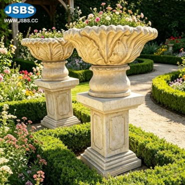 Cream Marble Leaves Planter, js-p276