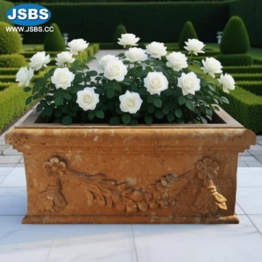 Yellow marble square flower pot, JS-P320