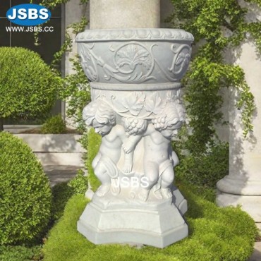 White Marble Cherub Urns, JS-P001