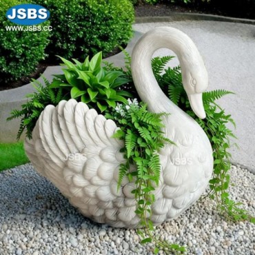 White Marble Swan Planter, js-p250