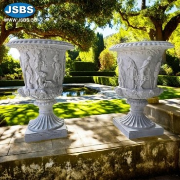 Marble Classical Figure Relief Garden Urns, js-p261
