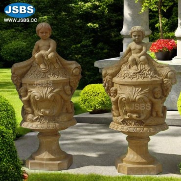 Large Yellow Cherub Vase, JS-P066