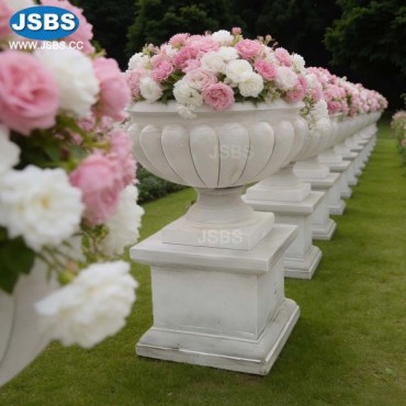White Marble Planter with Pedestal, js-p279