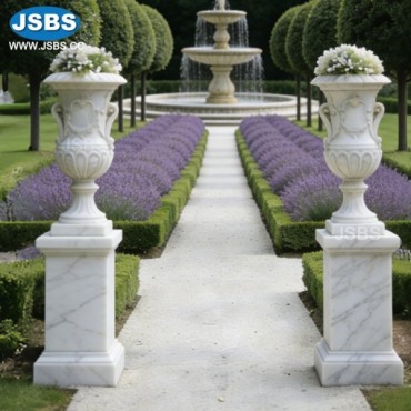 White Marble Slender tall Planter, JS-P281