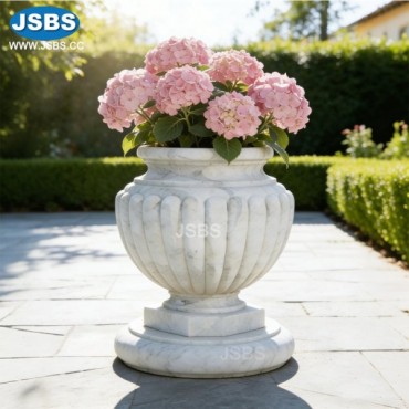 White Marble Small Flower Pot, js-p288