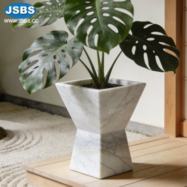 White marble Geometric cutting flower pot, JS-P305