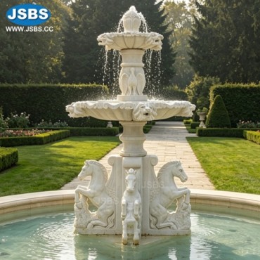 Marble Three-Tier Pegasus Garden Fountain, JS-FT346