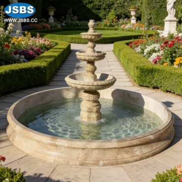 Three tier travertine water fountain, JS-FT324
