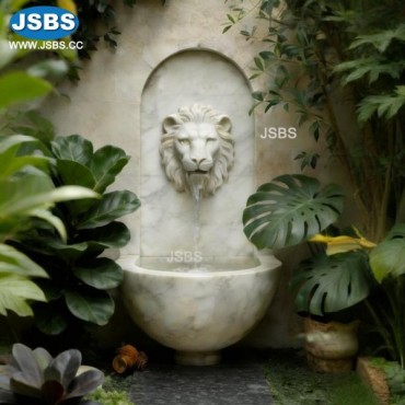 White Marble Lion Head Wall Fountain, JS-FT320