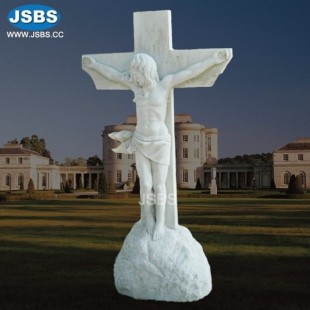 White Cross Jesus Headstone