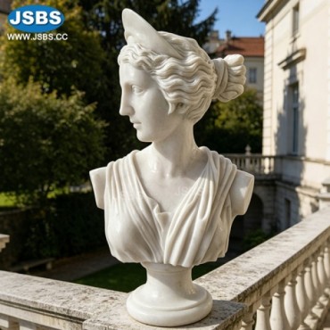 White Marble Moon Goddess Diana Bust Sculpture, JS-B141