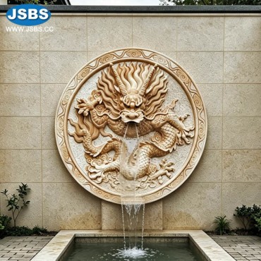 Stone Chinese Dragon Round Wall Fountain, JS-RF126