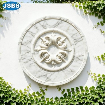 White Marble Round Wall Relief, js-rf116