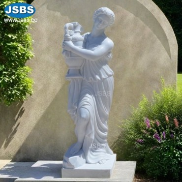 White Marble Girl with Pot Sculpture, JS-C442