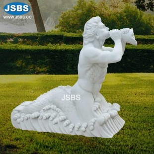 White Marble Merman Statue, White Marble Merman Statue