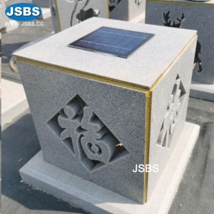 Solar Panel Stone Fu Lantern, Solar Panel Stone Fu Lantern