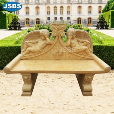 Cream Marble Cherub Angel Bench, JS-T140