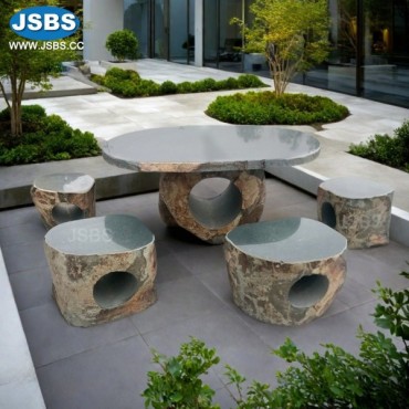 Natural marble table with stool, Natural marble table with stool